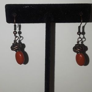 NWT Semiprecious oval Copper Earrings